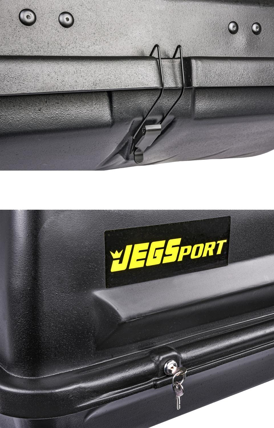 JEGS Rooftop Cargo Carrier for Car Storage - Large Roof Rack Cargo Carrier - Heavy Duty Weatherproof Storage - Made in USA - 18 Cubic Ft - 110 Lb Capacity - Aero Hard Shell Cargo Carrier