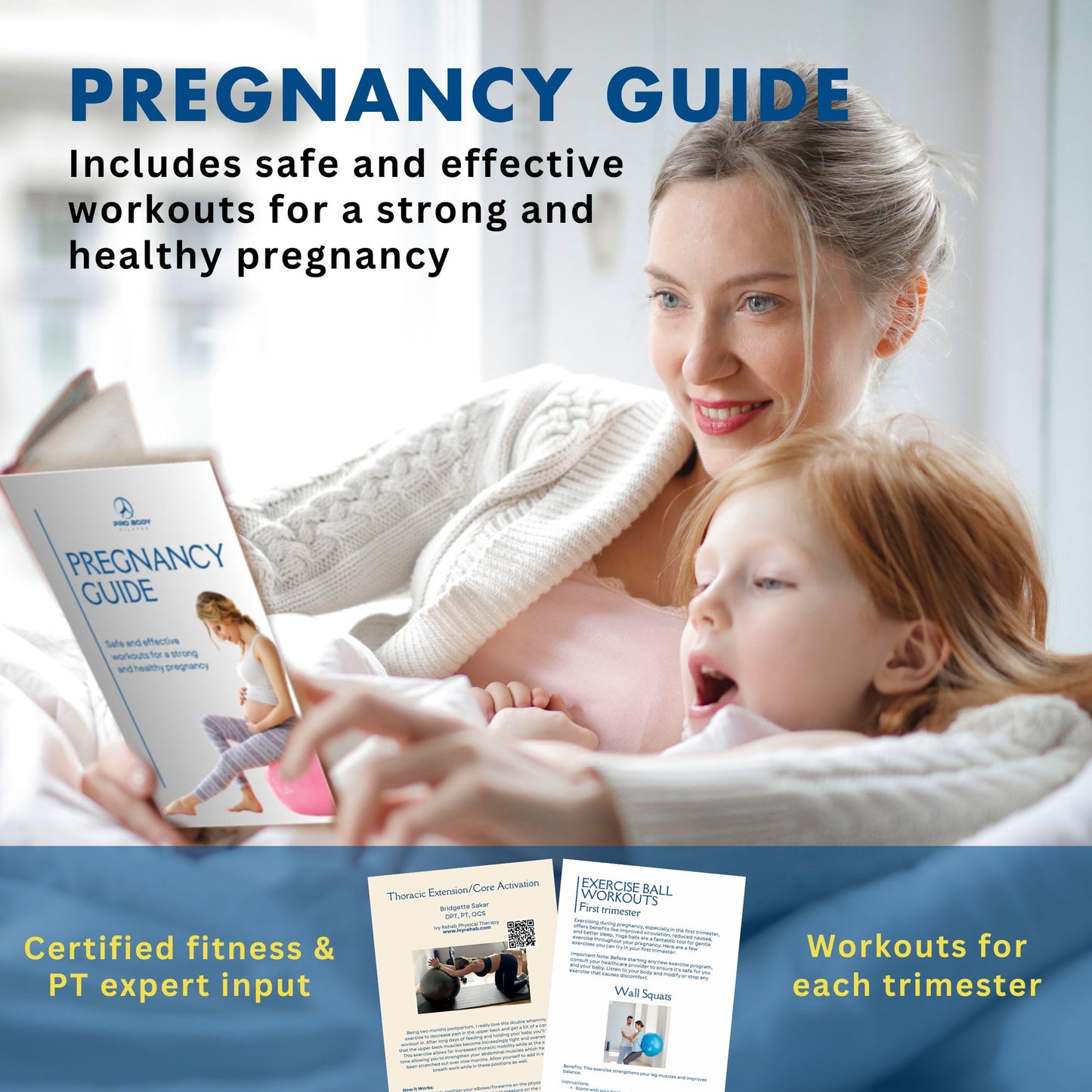 ProBody Pilates Pregnancy Ball - Yoga Ball for Pregnancy with Book, Prenatal, Labor & Postnatal Maternity Exercise (Rose, 75 cm)