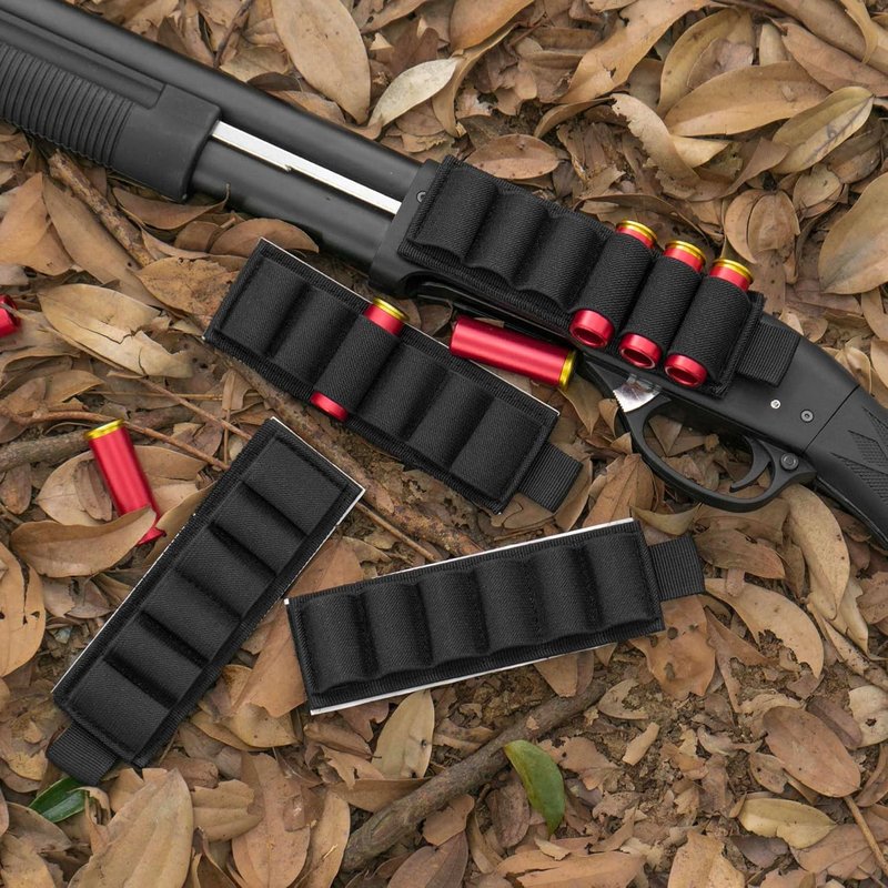 Shotgun Shell Holder - 4 Pack Molle Buttstock Carrier for 12/20 Gauge | Adhesive Backing & 6 Rounds Capacity