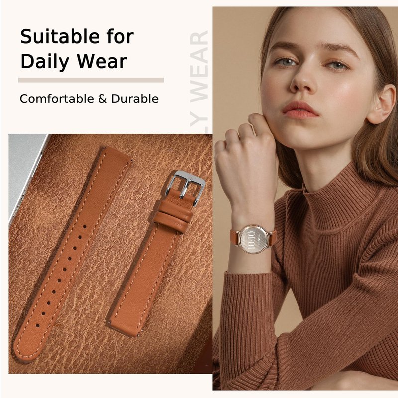 Leather Bands Compatible with Garmin Lily 2, 14mm Top Grain Soft Loop Straps Quick Release Replacement Adjustable Wristband for Lily 2 Classic/Active Smart Watch Accessory for Grace Women