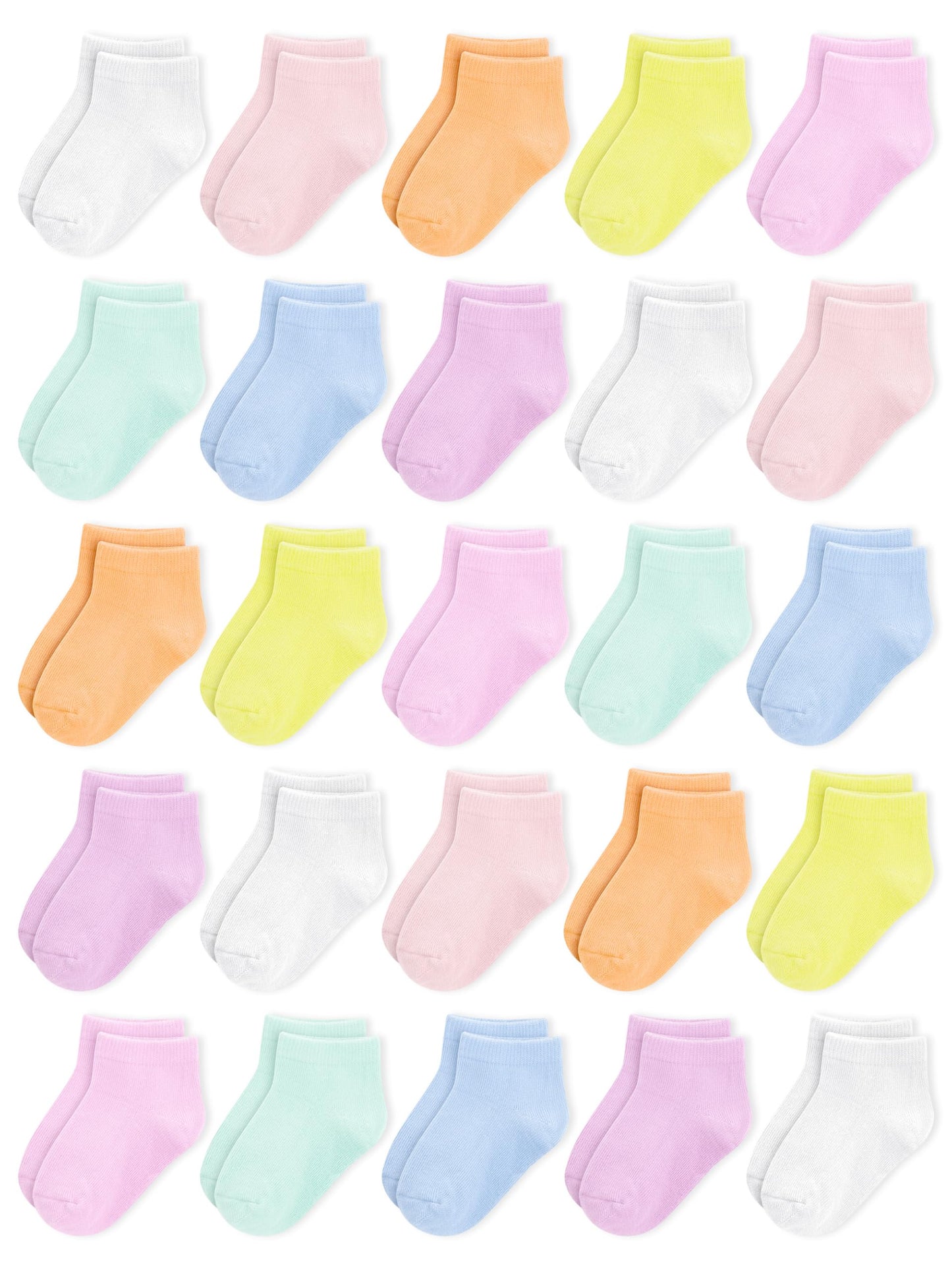 Cooraby 25 Pairs Kids' Socks Low Cut Socks Half Cushion Sport Ankle Athletic Socks for Boys Girls