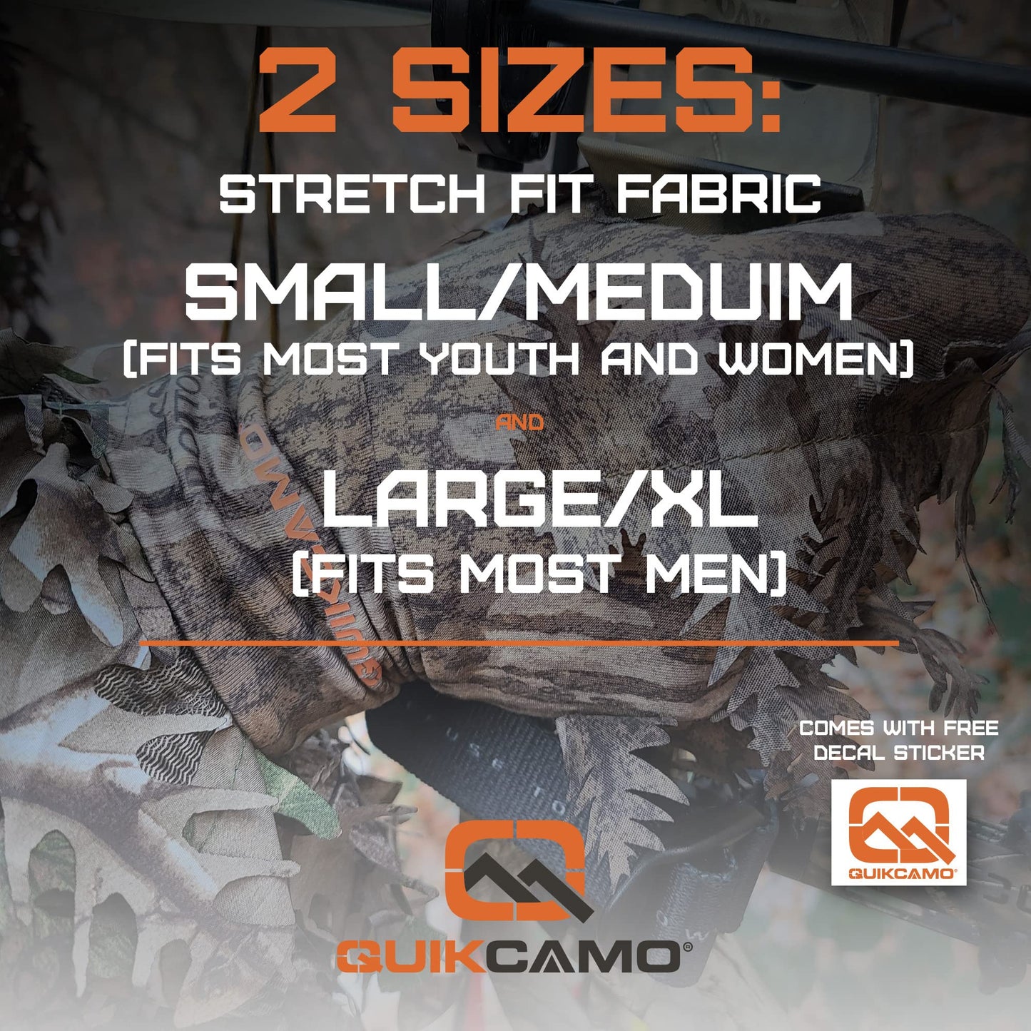 QuikCamo Men’s Realtree Xtra Green 3D Leafy Hunting Gloves with Touch Screen Tips - Lightweight Stretch Fit with Non-Slip Grip