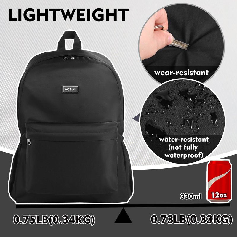 AOTIAN 17-Inch Backpack for Adult, Durable Lightweight Bookbag for Boys & Girls, Daypack for College, Work, Travel & Hiking