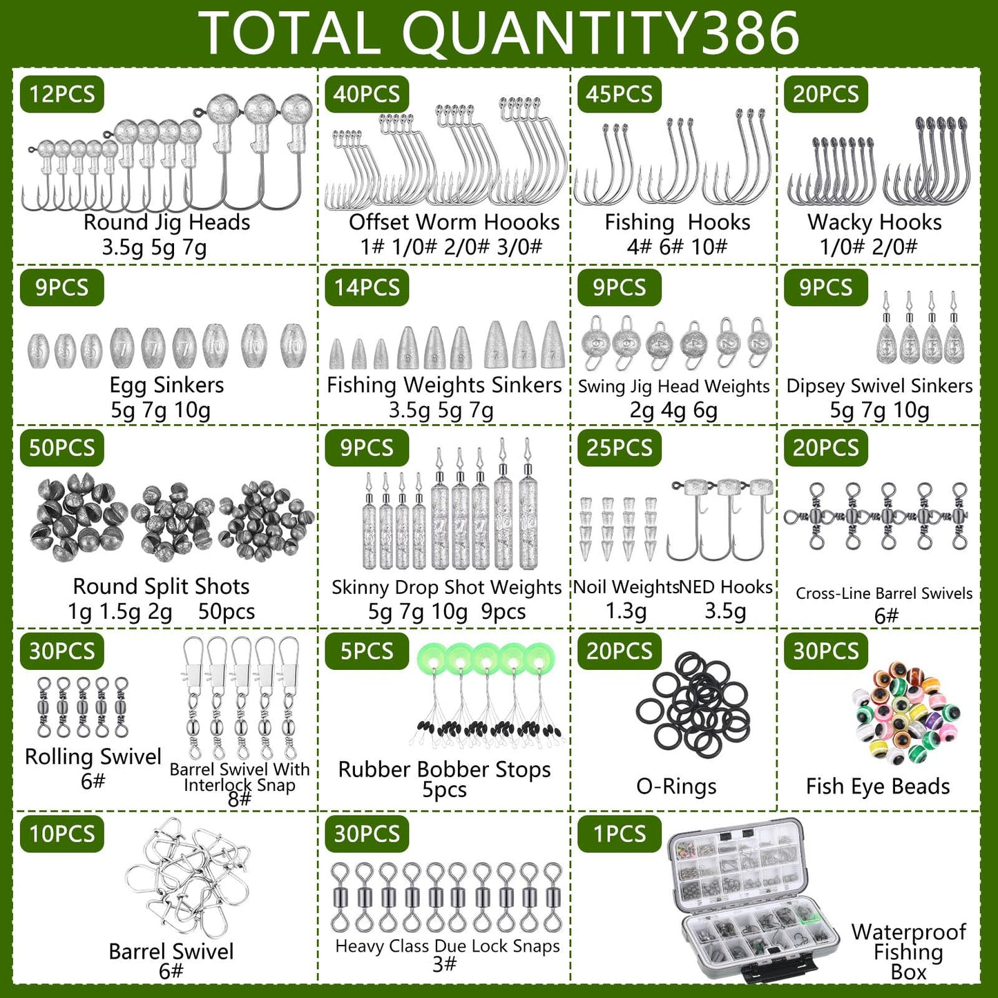 Seenelling 482 Pcs Fishing Tools Kit Fishing Accessories Kit Include Fish Hook Lures Hook Remover Lip Gripper Backpack for Men Women Gifts(Camo)