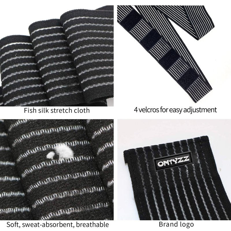 ONTYZZ 2 Pieces 90 cm Adjustable Calf Compression Bandage Support Elbow Wraps Elastic Sports Ankle Bands, Black