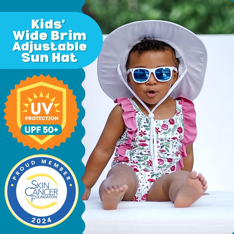 SwimZip Wide Brim Sun Hat - UPF 50+ Sun Protection for Baby, Toddler & Kids