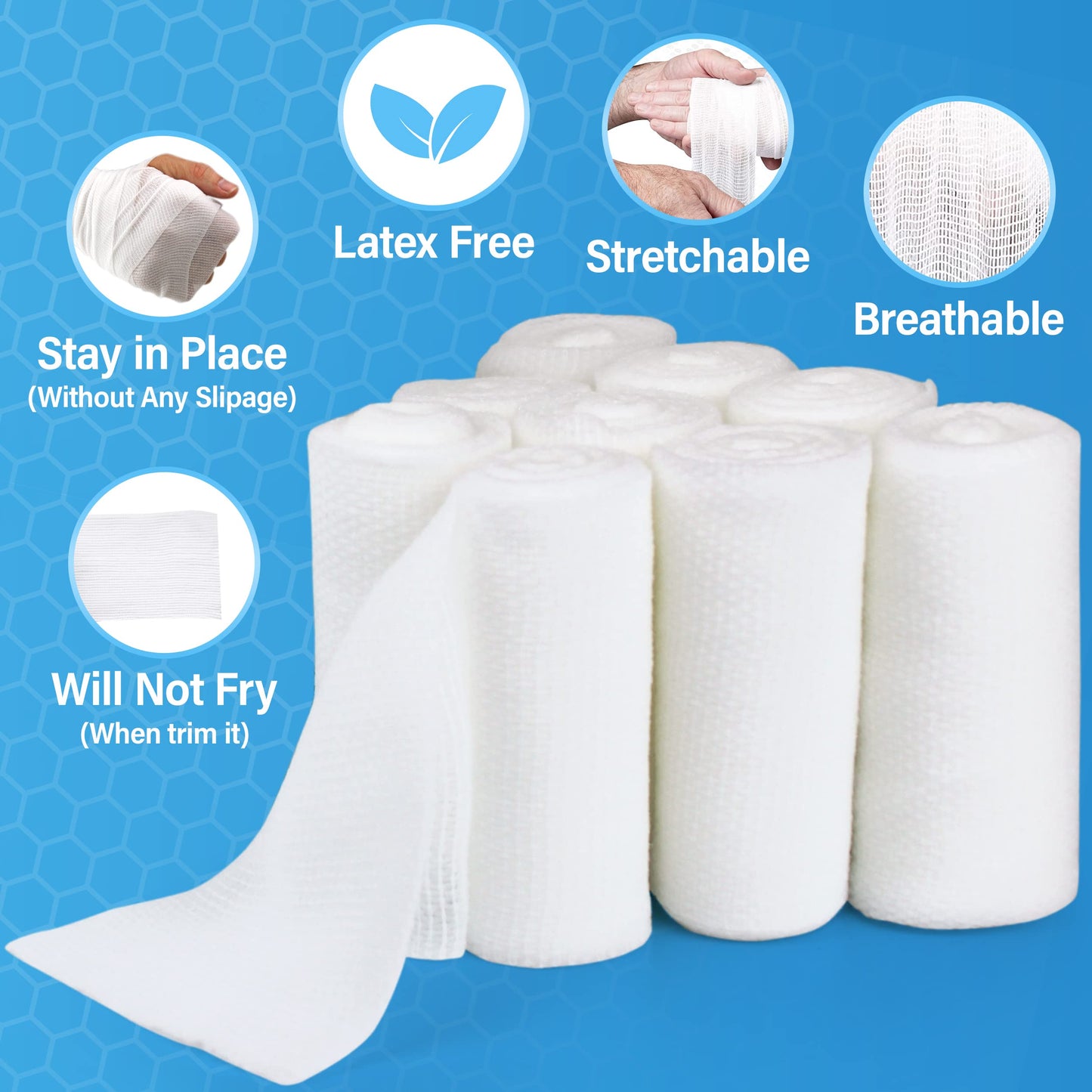 AFFORDTEX Gauze Bandages – 36 Rolls - Premium First Aid Supplies for Safe Adventuring – Flexible, Stretchable, and Breathable Gauze Rolls – 4” x 4.1 Yards Bandage Wrap for Wound Dressing