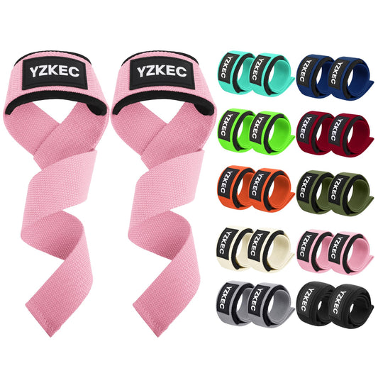 YZKEC 24" Cotton Weight Lifting Wrist Straps with Neoprene Cushioned Padded for Wrist Support and Protection，Weightlifting，Strength Training，Bodybuilding，Powerlifting，Dumbbell Workout，Men and Women