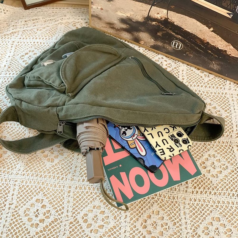 PRAGARI Sling Bag for Women Crossbody Backpack Shoulder Chest Bag Daypack Small Green Travel Canvas Casual Hiking Outdoor