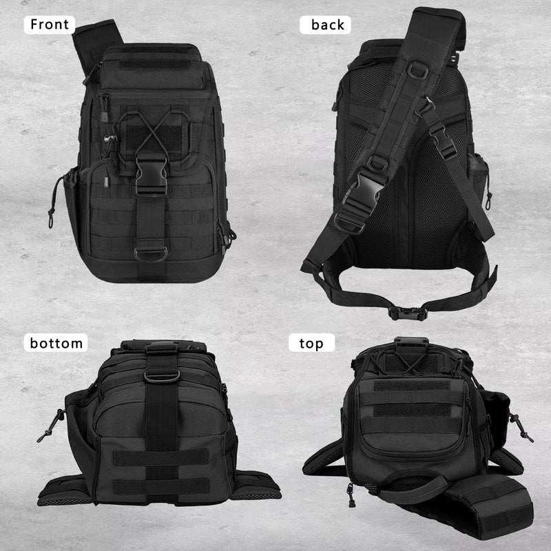 MANETTA Tactical sling Backpack for men- 25l Large Army one shoulder Backpacks For Men Camping Hiking Trekking Daypack Rucksack (black-15.6)