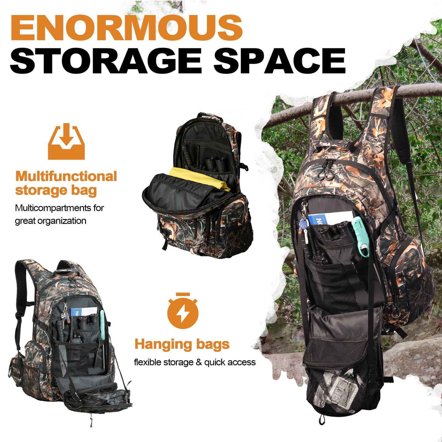 uniHimal Hunting Backpack,35L Waterproof Camo Backpacks for Men