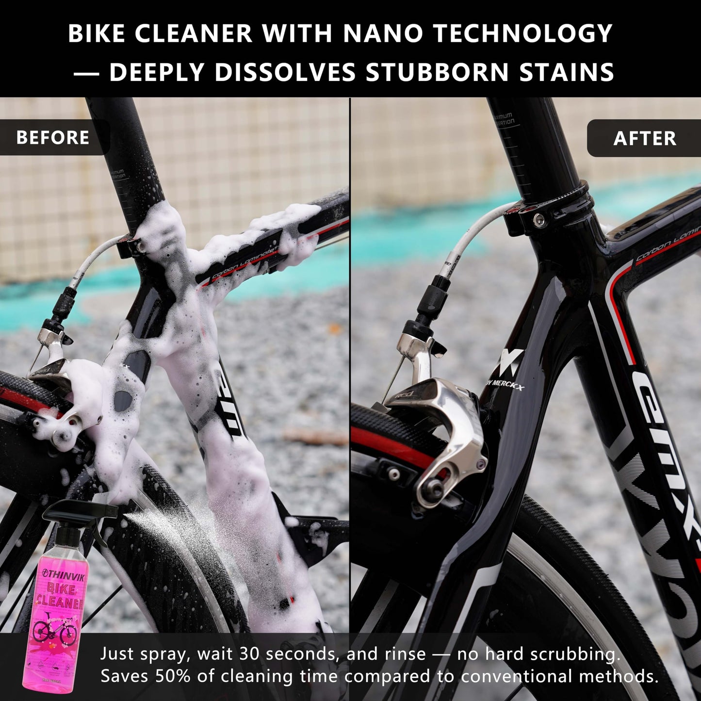 Thinvik Bike Cleaner, PH-Balanced Biodegradable Formula, Safe on Carbon Fibre and All Surfaces for Bike Motorcycle Cleaning