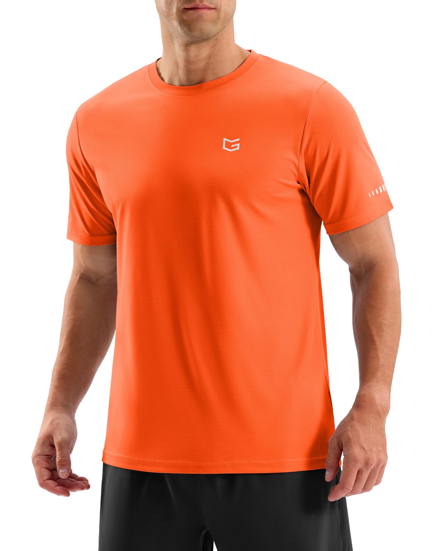 Men's Workout Breathable T-Shirts Dry Fit UPF 50+ Sun Shirts Quick Dry Cooling Tee for Athletic, Running, Hiking (Fluorescent Orange, S)