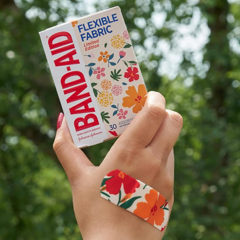 Flexible Fabric Adhesive Bandages - Comfortable Wound Care for Minor Cuts & Scrapes | Wildflower Design, 30 ct