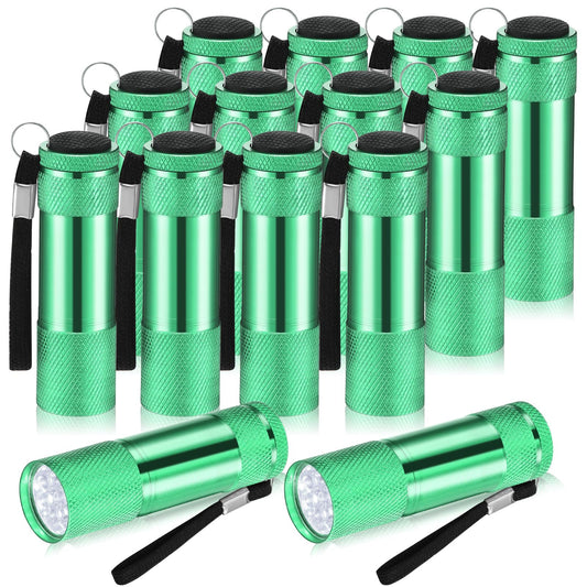 VIHOSE 12 Pcs Mini Flashlights Bulk, Bright Aluminum Handheld Flash Lights with Lanyard, Small LED Flashlights for Kids Night Reading Emergency Hurricane Camping Hiking Party Favors(Green)