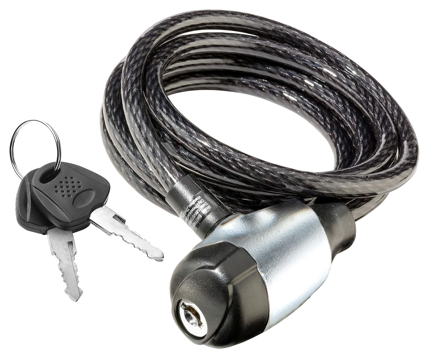 Schwinn Bike Cable Lock with Keys, 6 ft x 8 mm, Black, Durable Steel, Protective Vinyl Cover, Carrying Bracket for Transport, Anti Theft Protection, Bike Lock Cable for Security