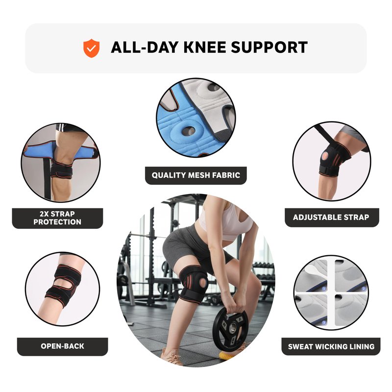 Knee Brace with Side Stabilizers & Patella Gel Pads for Men and Women, Maximum Compression Knee Support for Running, Workout, Sports, Breathable Non-Slip Knee Sleeve for Knee, Knee Support (Large)