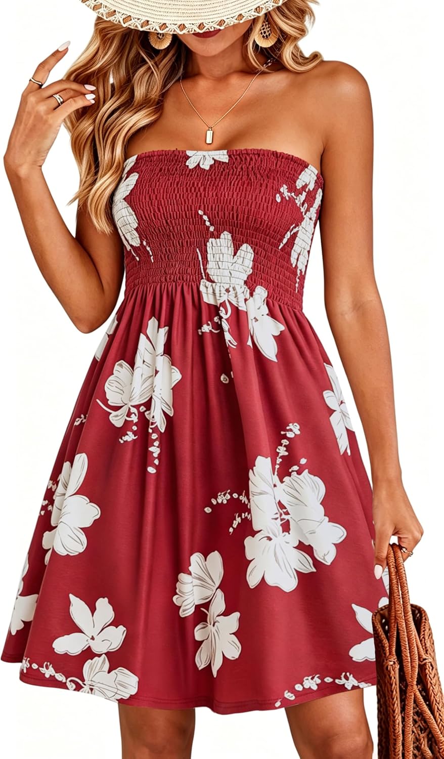 Summer Dresses for Women - Strapless Boho Floral Print Beach Cover-Up | 2026 Collection
