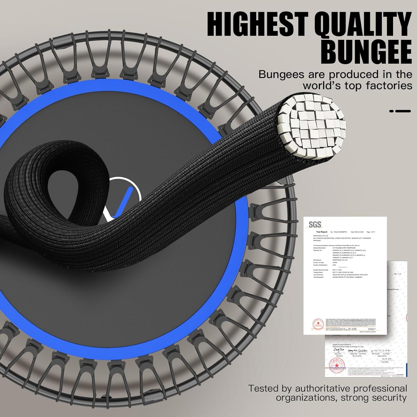 40" Mini Rebounder Trampoline for Adults & Kids - Adjustable Foam Handle, 400LBS Capacity | Indoor/Outdoor Fitness