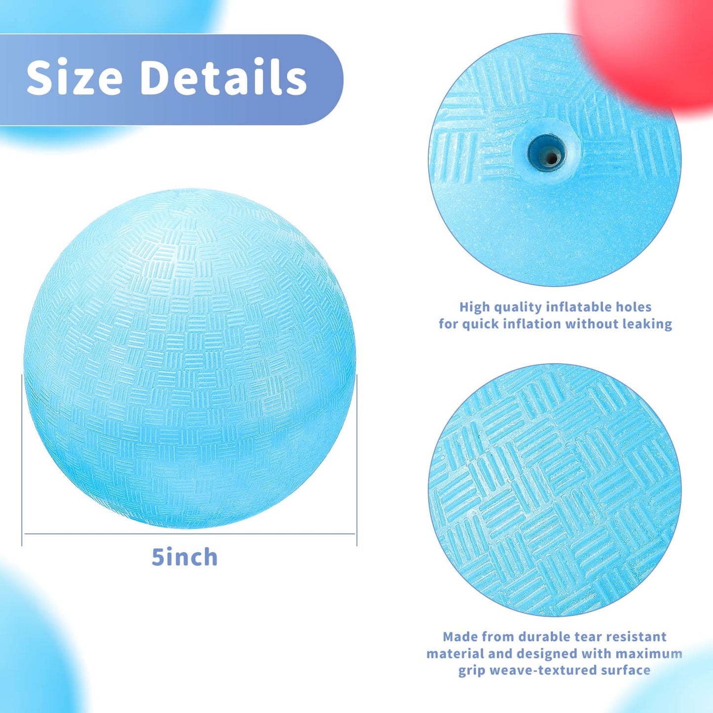 Civaner 2 Pack 5 Inch Dodgeball Balls Red & Blue Playground Dodgeballs Small Playground Ball for Kids Teens Adults PVC Gym Sports Ball for Outdoor Yoga Four Square PE Games Recess Exercise Play