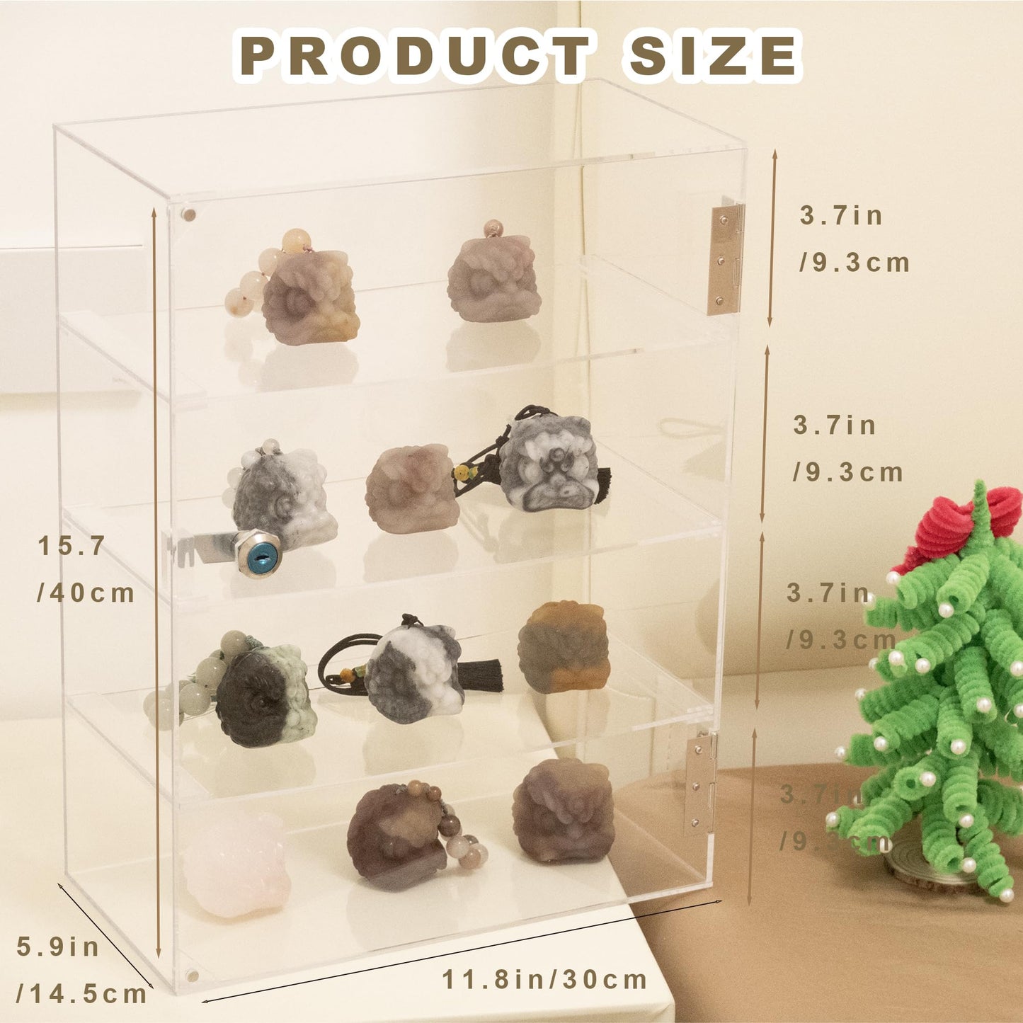 Tozcozus 4 Shelf Clear Acrylic Display Case with Lock and Keys, Locking Display Cases for Collectibles, Acrylic Display Cabinet with Shelves for Collectibles Office Retail Store11.8 X 5.9 X 15.7 Inch