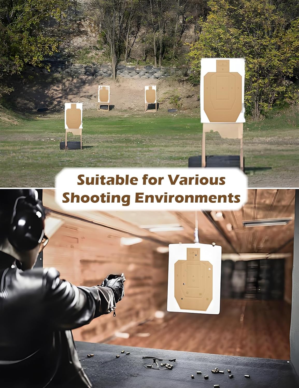 Cardboard Shooting Targets - 30x18in Classic Silhouette with 1000 Pcs Square Pasters | Tactical Training