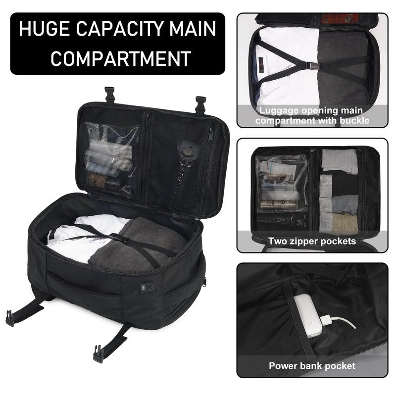 ECOHUB Travel Backpack 18x14x8 Spirit Airlines Personal Item Bag Carry On Backpack 13 Pockets Work Casual Daypack for Men Women Airline Approved Water Resistant Gym Backpack with Charging Port, Black