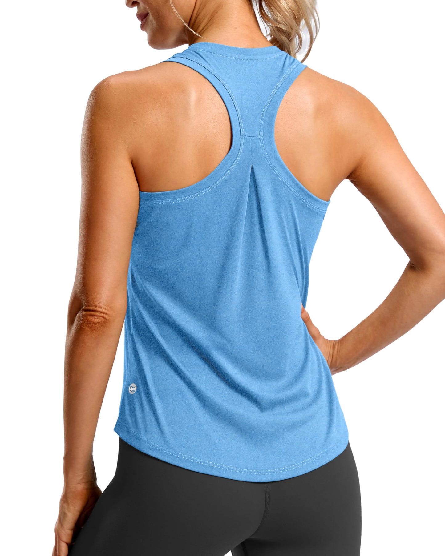 G Gradual Women's Workout Tank Tops Racerback Athletic Yoga Tops Loose Fit Sleeveless Running Gym Sports Shirts for Women(Sky Blue Heather,L)