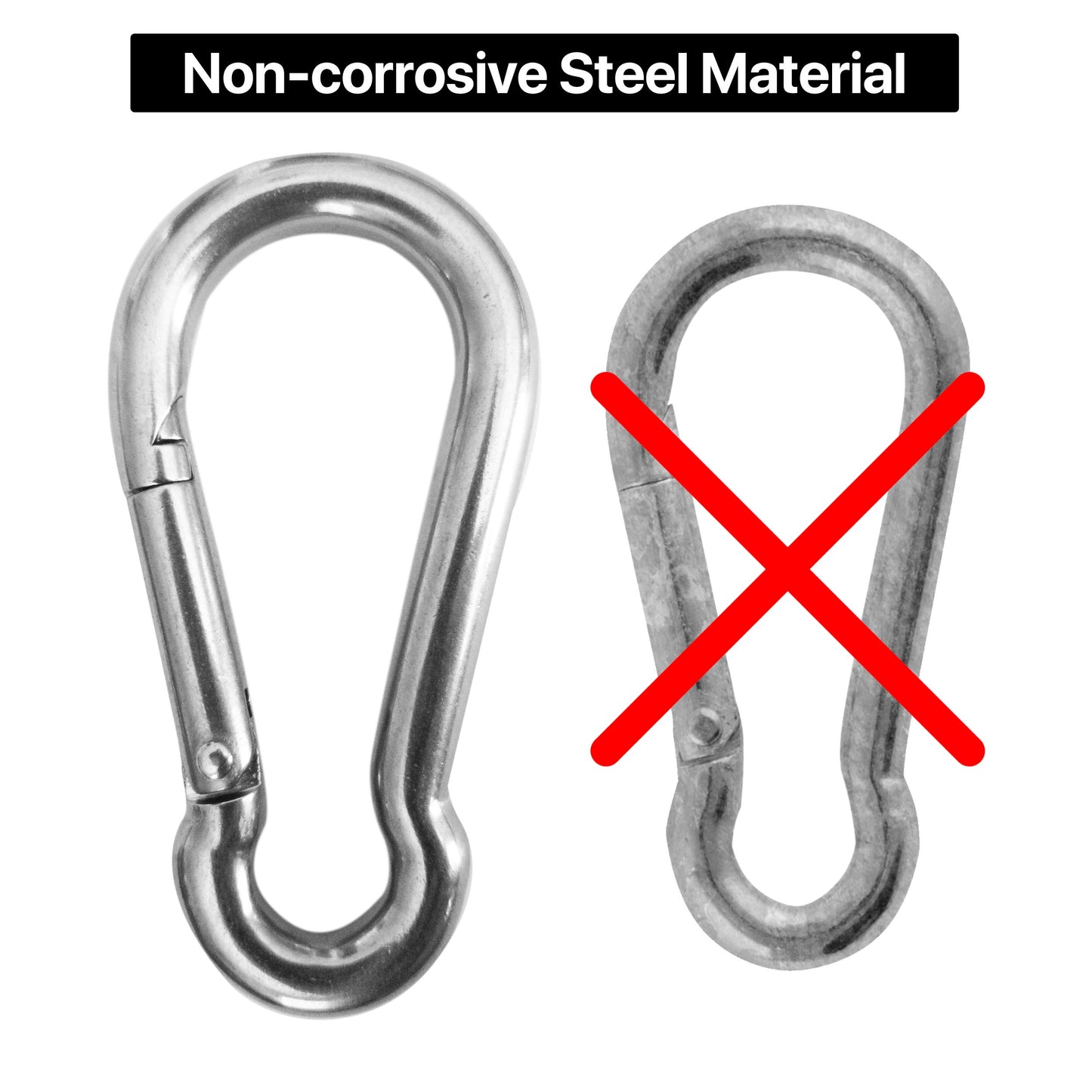 Marine Grade 316 Marked Stainless Steel Carabiner Clips, Heavy Duty Spring Snap Hooks for Gym, and Outdoor Activities (3 Inch, 4 Pack)