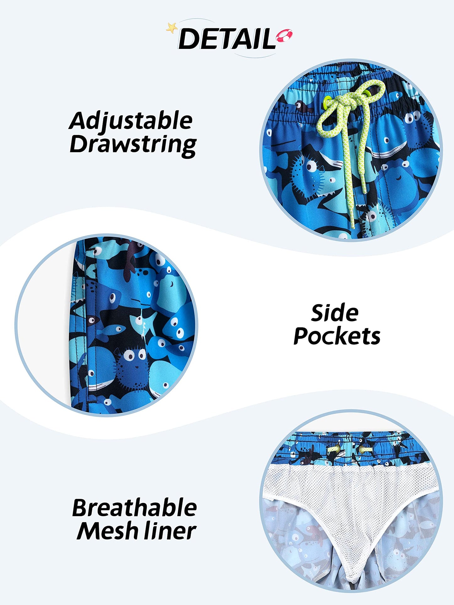 Actleis Boys Swim Trunks Girls Swim Shorts Little Boys Bathing Suit Swimsuit Toddler Boy Swimwear us-al20001 150 Marine Animals