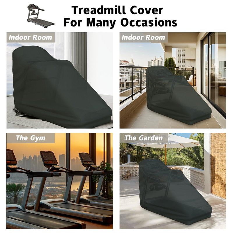 Treadmill Cover Waterproof Outdoor,78.7X59X37.4In,Gym Exercise Fitness Foldable Equipment Home Sunscreen Protective Accessories Storage Multifunctional Covers (Black, 78.7X59X37.4)