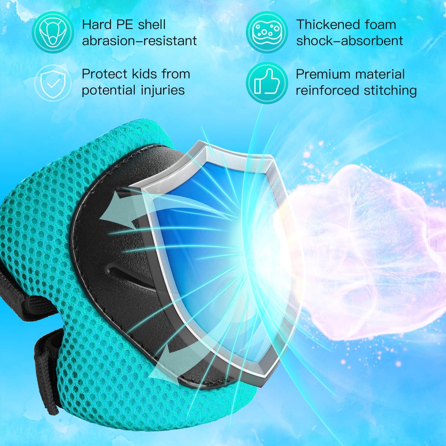Wemfg Kids Protective Gear Set Knee Pads for Kids 3-8 Years Toddler Knee and Elbow Pads with Wrist Guards 3 in 1 for Skating Cycling Bike Rollerblading Scooter