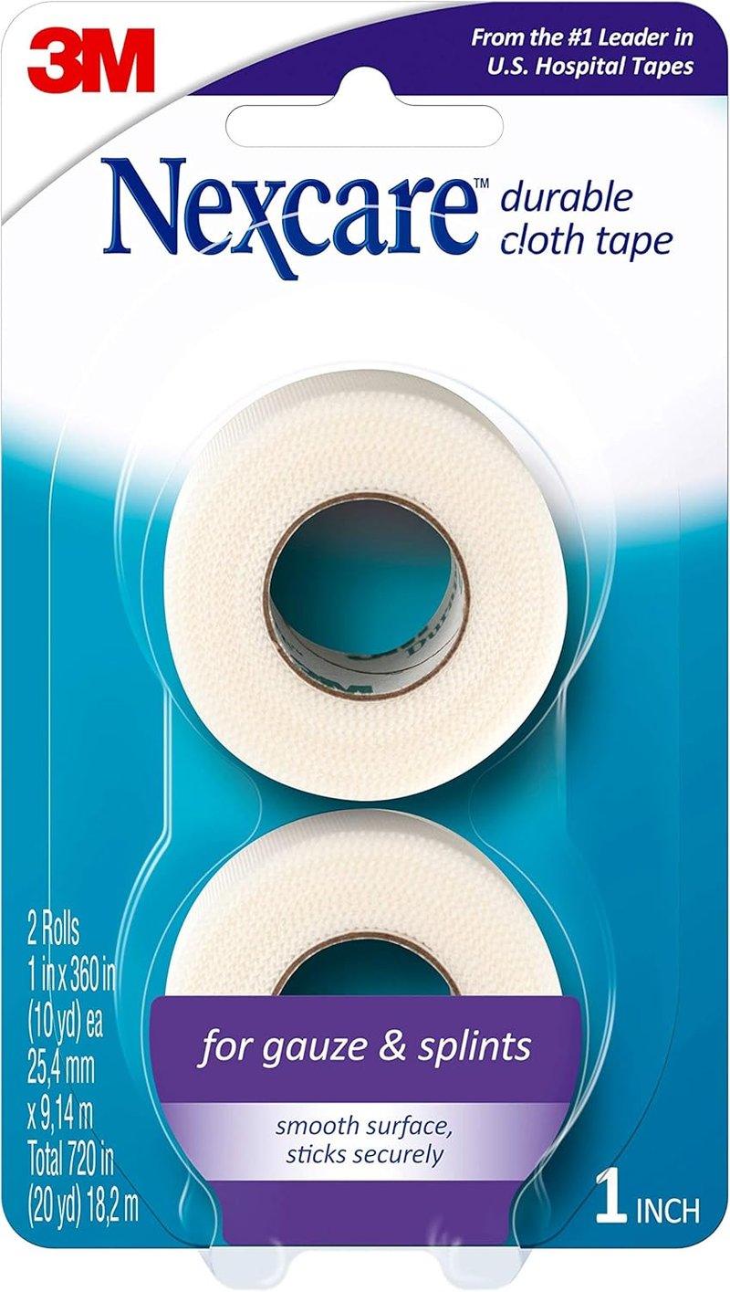Nexcare Durable Cloth Tape - Woven Medical Tape for Bulky Wound Dressings | 1 In x 10 Yds, 2 Rolls