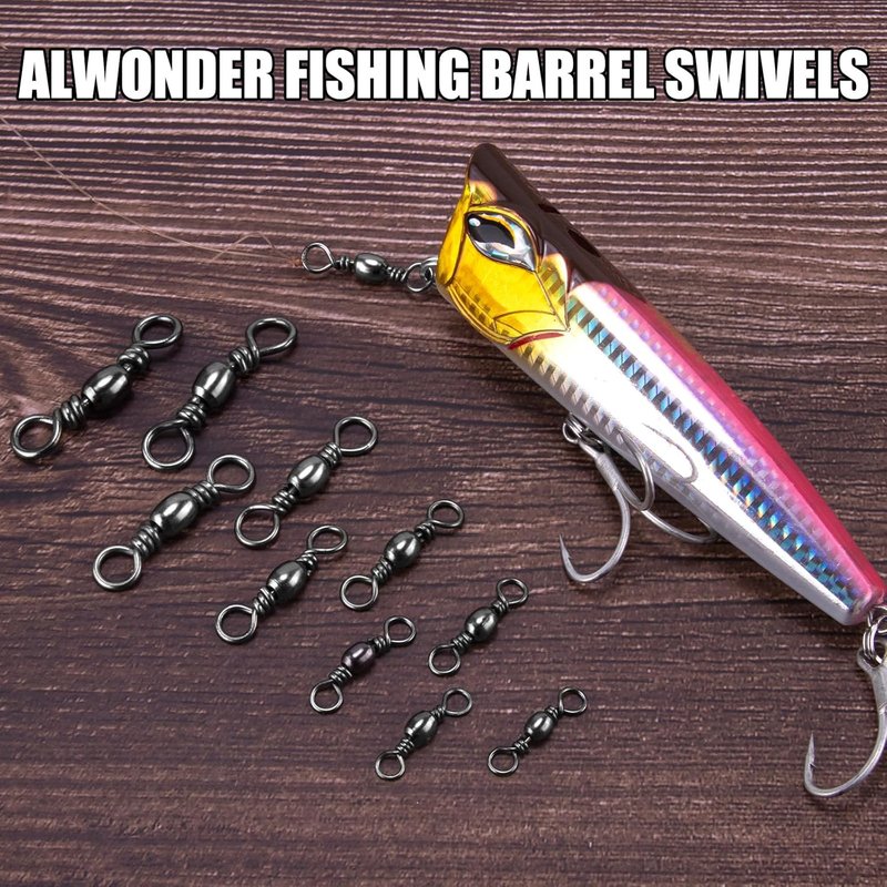 Fishing Barrel Swivels - 100-Pack High Strength Stainless Steel with Black Nickel Coating | Saltwater & Freshwater Tackle Connector