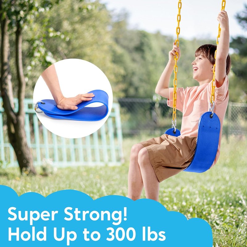 Outdoor Swing Set Replacement Kit - Heavy Duty Chains & 1 Seat for Kids | Blue