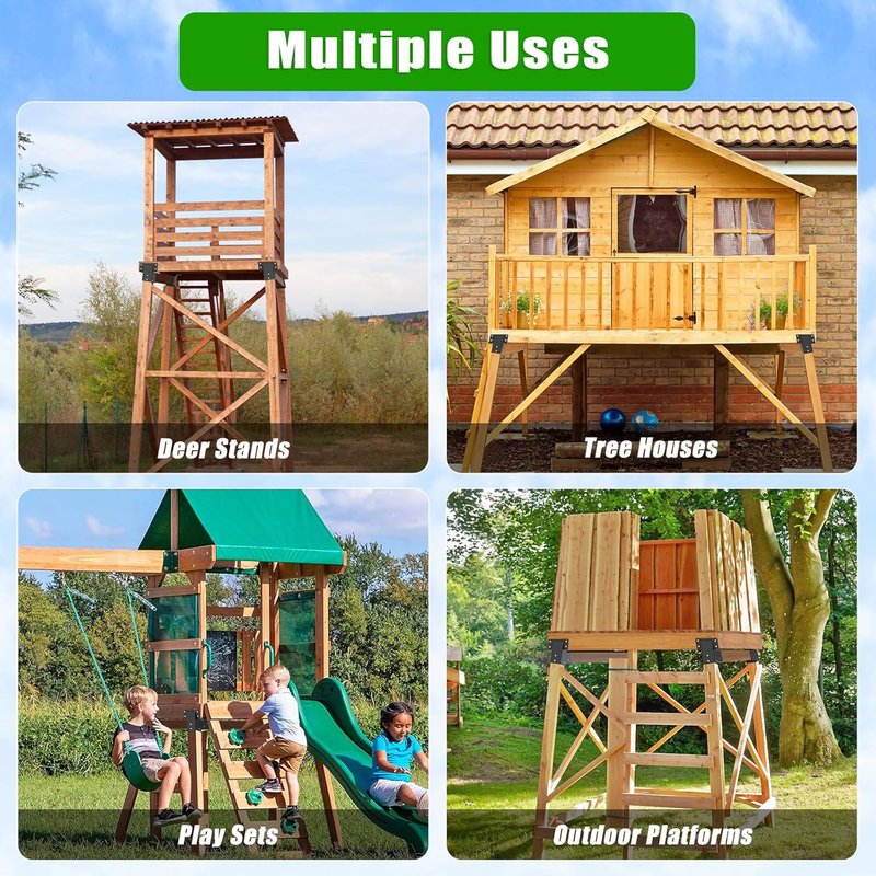 BeneLabel 4-Pack Heavy Duty 4x4 Compound Angle Brackets - Perfect for Deer Stands, Tree Houses & Play Sets