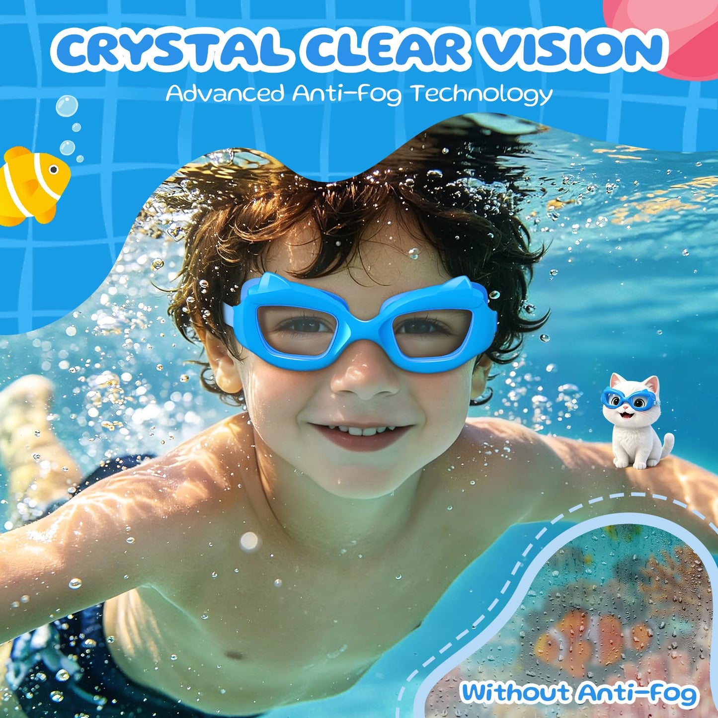 KOMETRA Toddler Swim Goggles 2 Pack, Swimming Goggles for Toddler Boys Girls 3-7, Anti-Fog Anti-UV Leakproof Pool Goggles