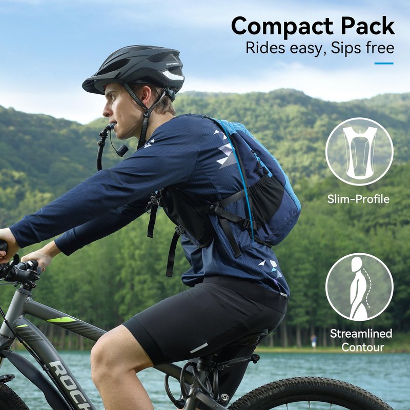 MARCHWAY Lightweight Hydration Backpack with Vest Style Straps & 2.5L TPU Water Bladder, Versatile Sleek Multi-Pocket Pack for Hiking, Cycling, Running, Backpacking, Travel (Blue)