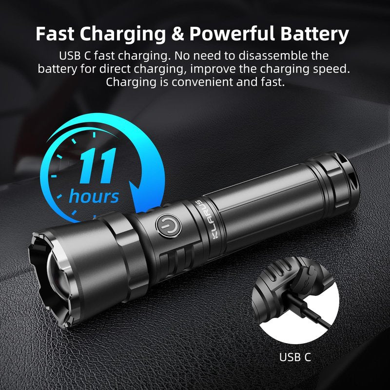 klarus EP12 Ultra Bright 30W 2000LM Zoomable Flashlight 2460 Feet Long Throw Adjustable Focus Floodlight Spotlight