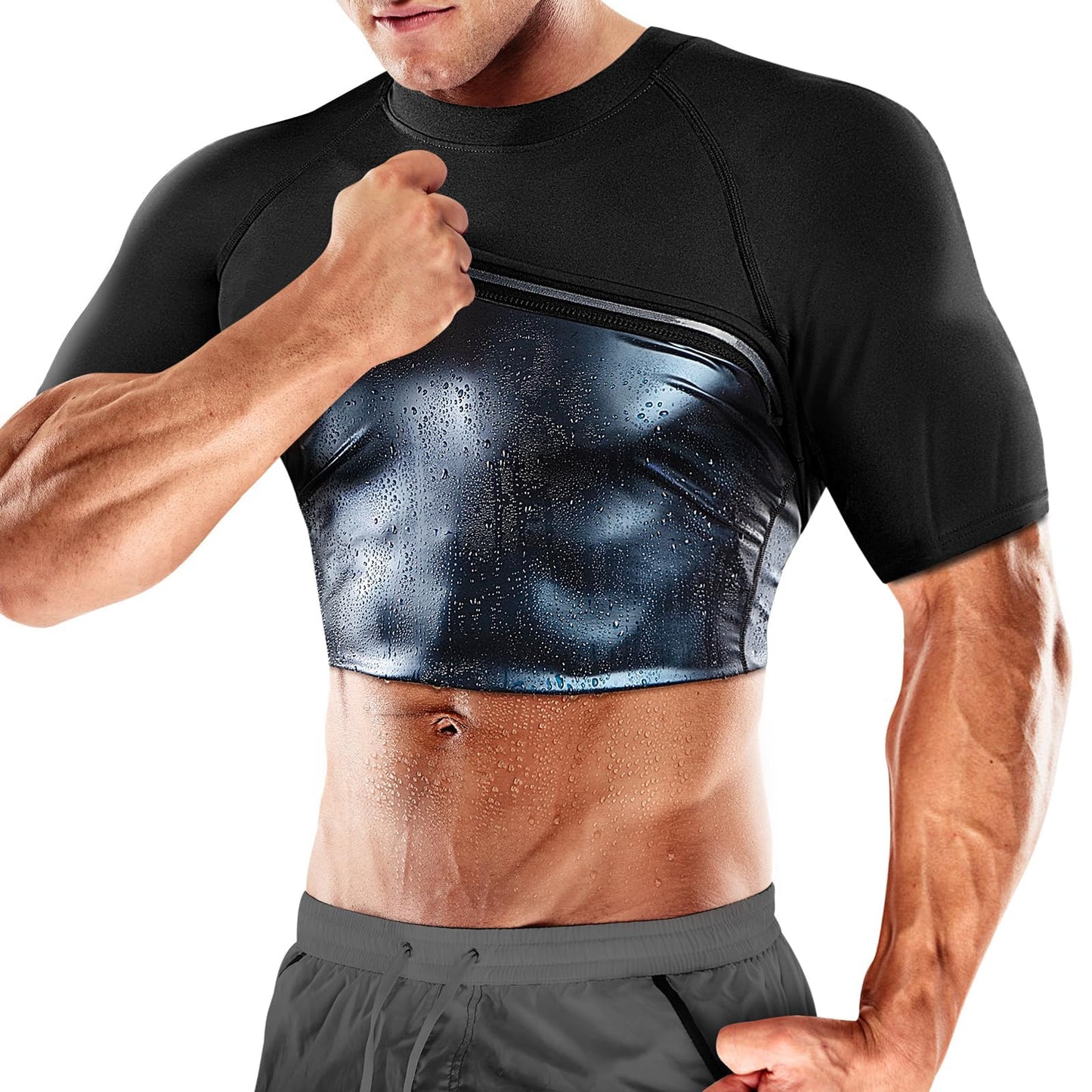 Cimkiz Sauna Shirt for Men, Mens Sauna Vest t shirts Gym Slimming Exercise Clothes,Outdoor Exercise Quick Drying Tight Sweat Shirt(Blue,3XL)