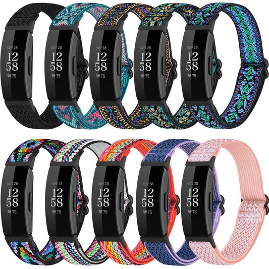 ShuYo 10 PACK Elastic Band Compatible with Fitbit Inspire/Fitbit Inspire HR/Fitbit Inspire 2,Adjustable Nylon Sport Replacement Wristband for Women&Men