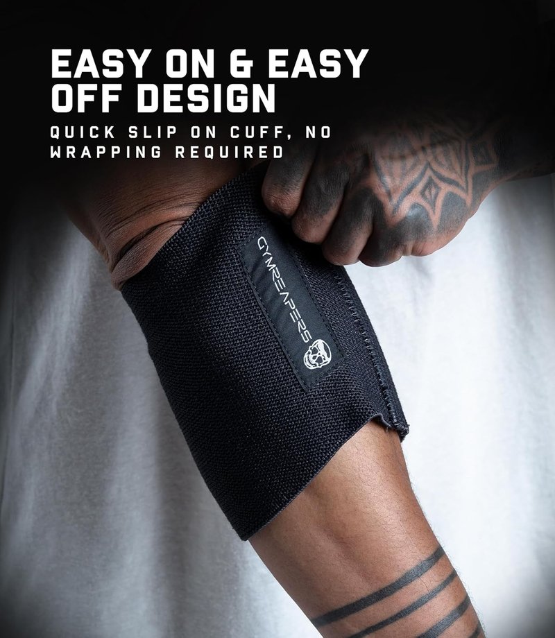Gymreapers Elbow Compression Cuff for Weightlifting, Powerlifting – Support & Relief for Tendonitis, Stability, Tennis Elbow, Strength Training & Injury Recovery (Black, 13")
