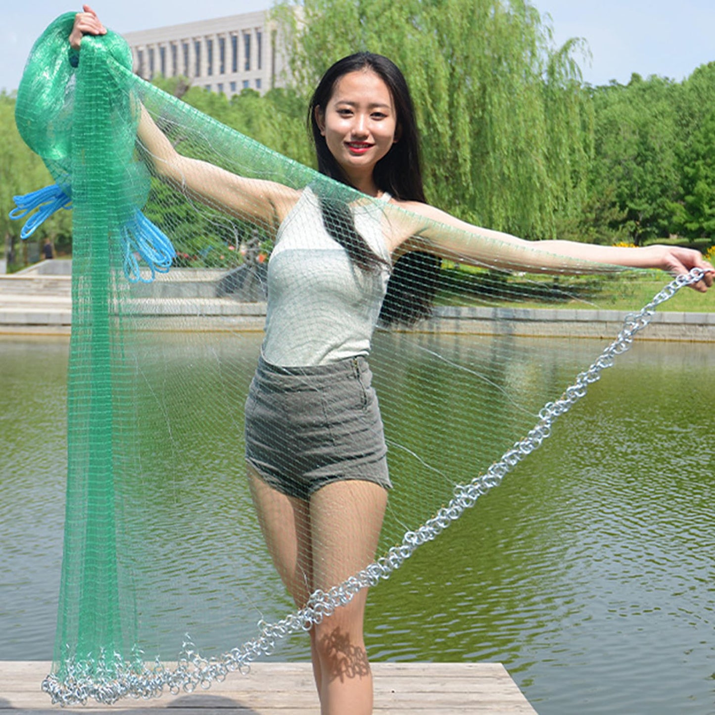 CINGHI LUSSO Easy Throw Cast Net for Fishing - Durable Fish Nets for Fishing with Smooth Casting, Perfect for Catching Fish, 8/9/10/12ft Radius