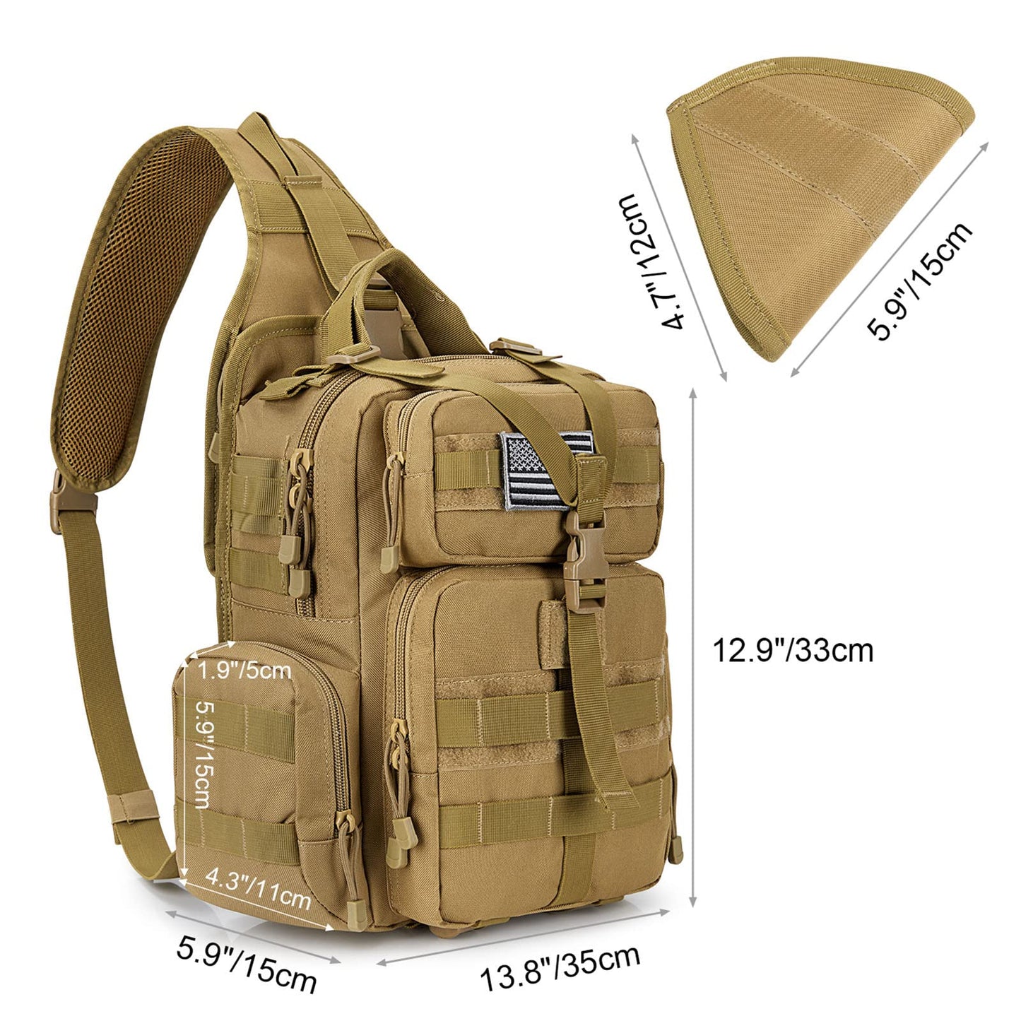 G4Free Tactical EDC Sling Bag Backpack with Pistol Holster Military Shoulder Backpack for Concealed Carry(Tan)