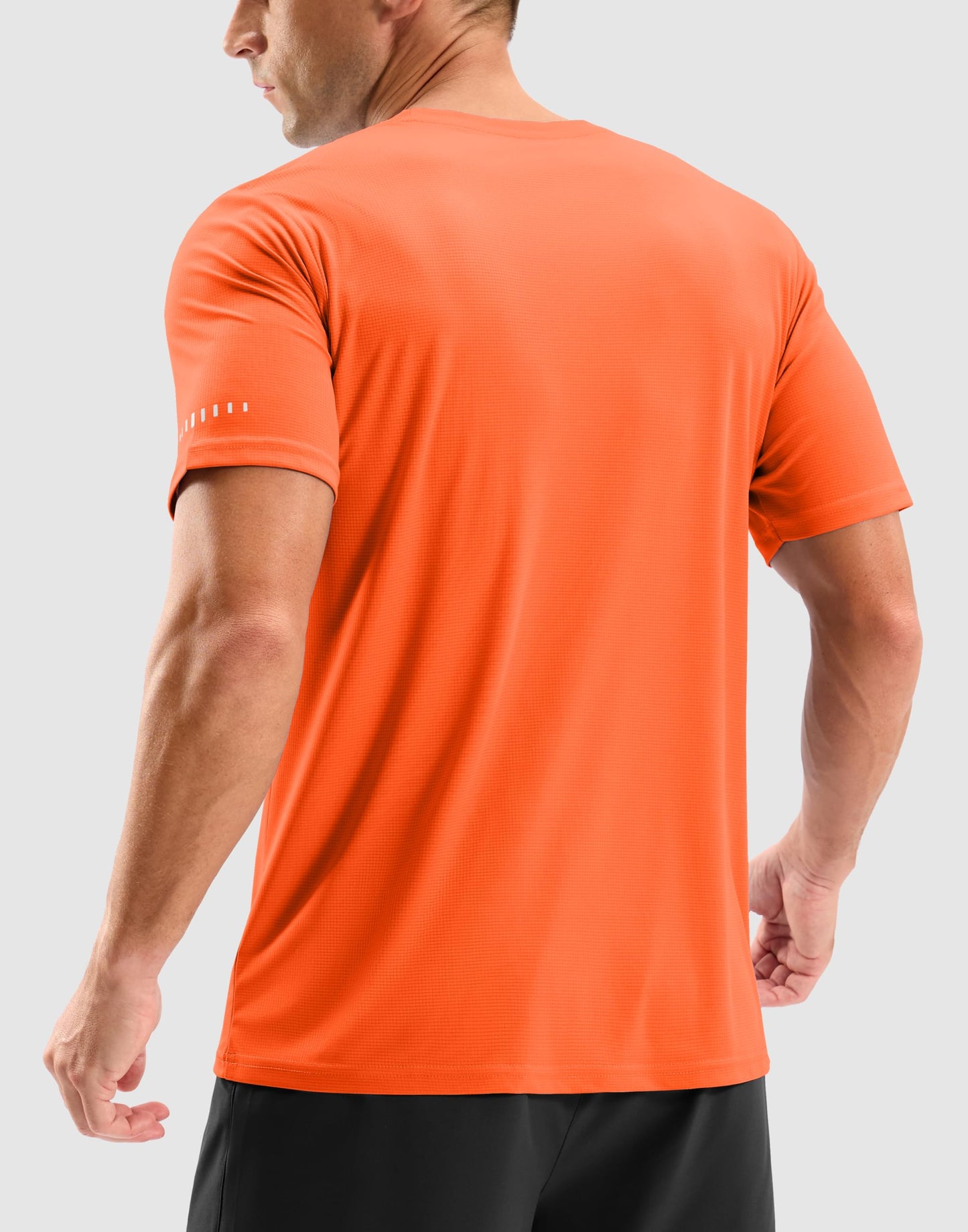 Men's Workout Breathable T-Shirts Dry Fit UPF 50+ Sun Shirts Quick Dry Cooling Tee for Athletic, Running, Hiking (Fluorescent Orange, S)