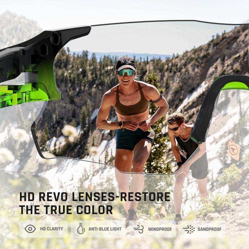 Sports Sunglasses for Men and Women-UV Protection, Ideal for Cycling, Fishing, Baseball, Running, Golf Iceman (C8- Fluorescent Yellow Black&Gold Lens)