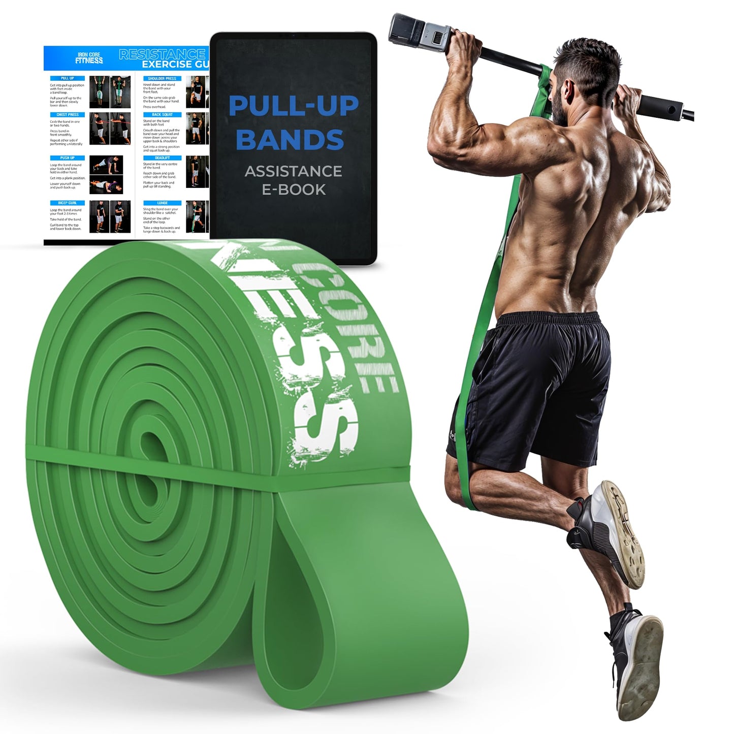 Pull Up Assistance Bands for Men and Women – 50-120 lb Heavy Duty Resistance Band for Assited Pull Ups – Long Loop Thick Exercise Bands for Home Gym Working Out Assist, Stretching & Mobility Workouts