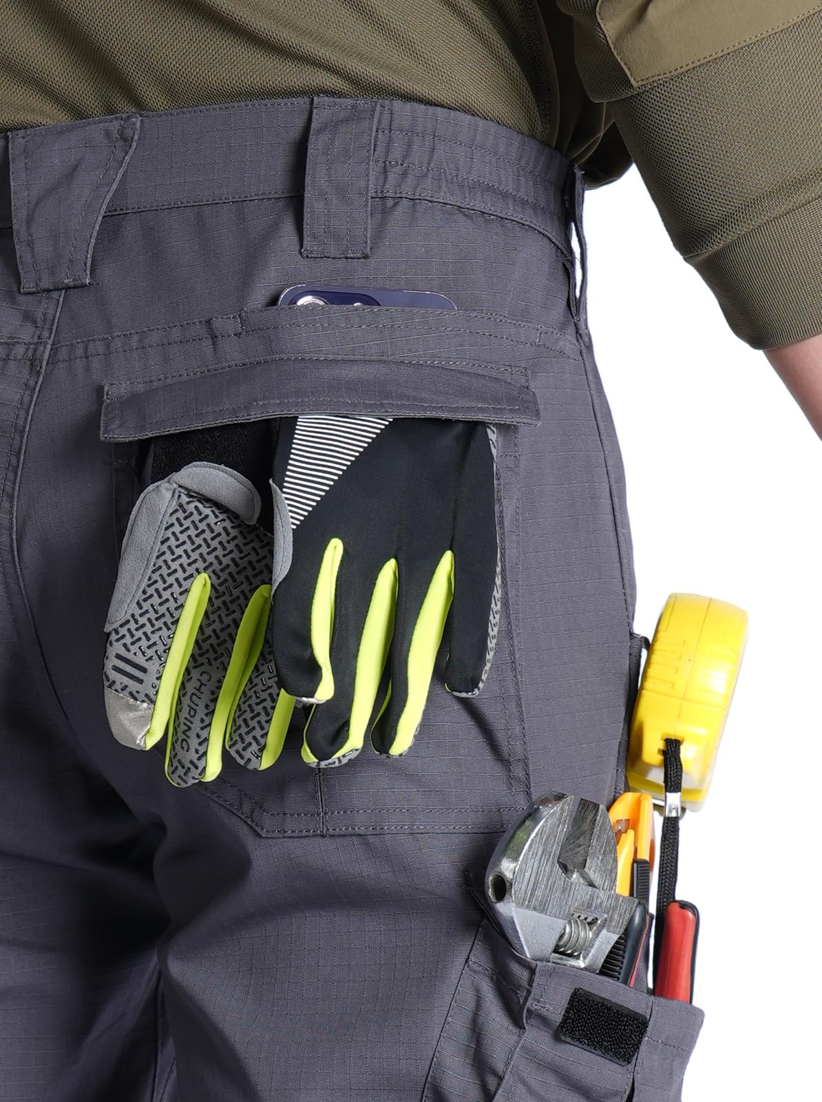 SPOSULEI Cargo Work Pants for Men Ripstop Tactical Pants Lightweight Water Resistant EDC Hiking Carpenter Hunting Pants with Multi Pockets Dark Grey 34Wx30L