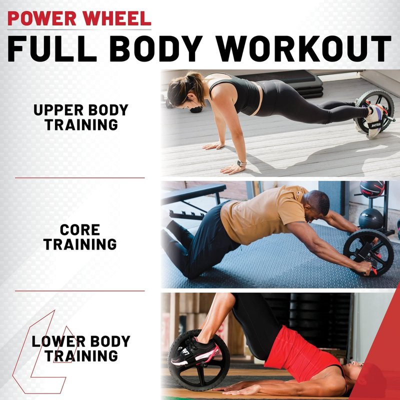 Lifeline Fitness Power Wheel Full Body Workout Ab Roller, Functional Full Body Ab Roller Wheel, Upper/Lower Body Workout, Home Workout Equipment with Foot Straps