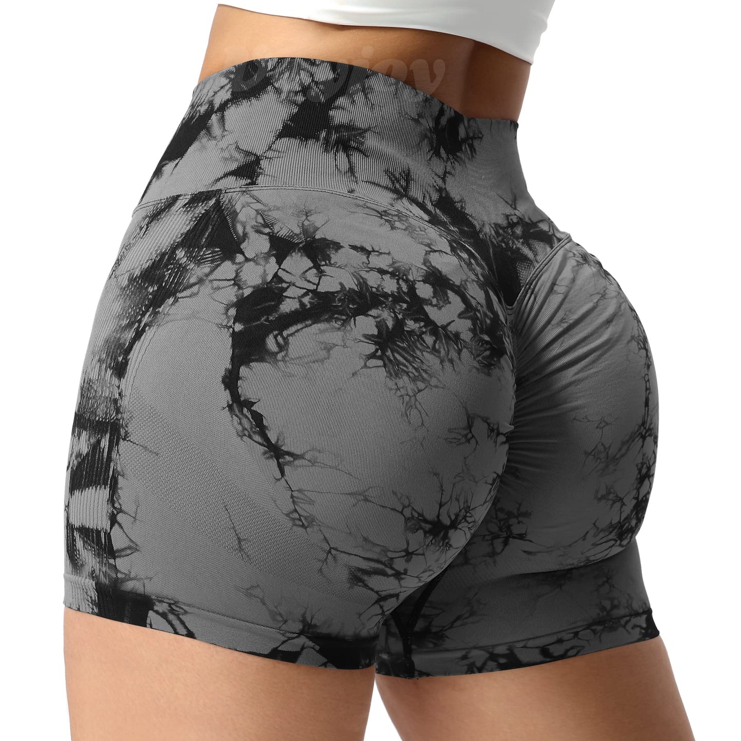 VOYJOY Women Workout Shorts 3.6" Scrunch Butt Lifting Gym Seamless Yoga Biker Shorts Black